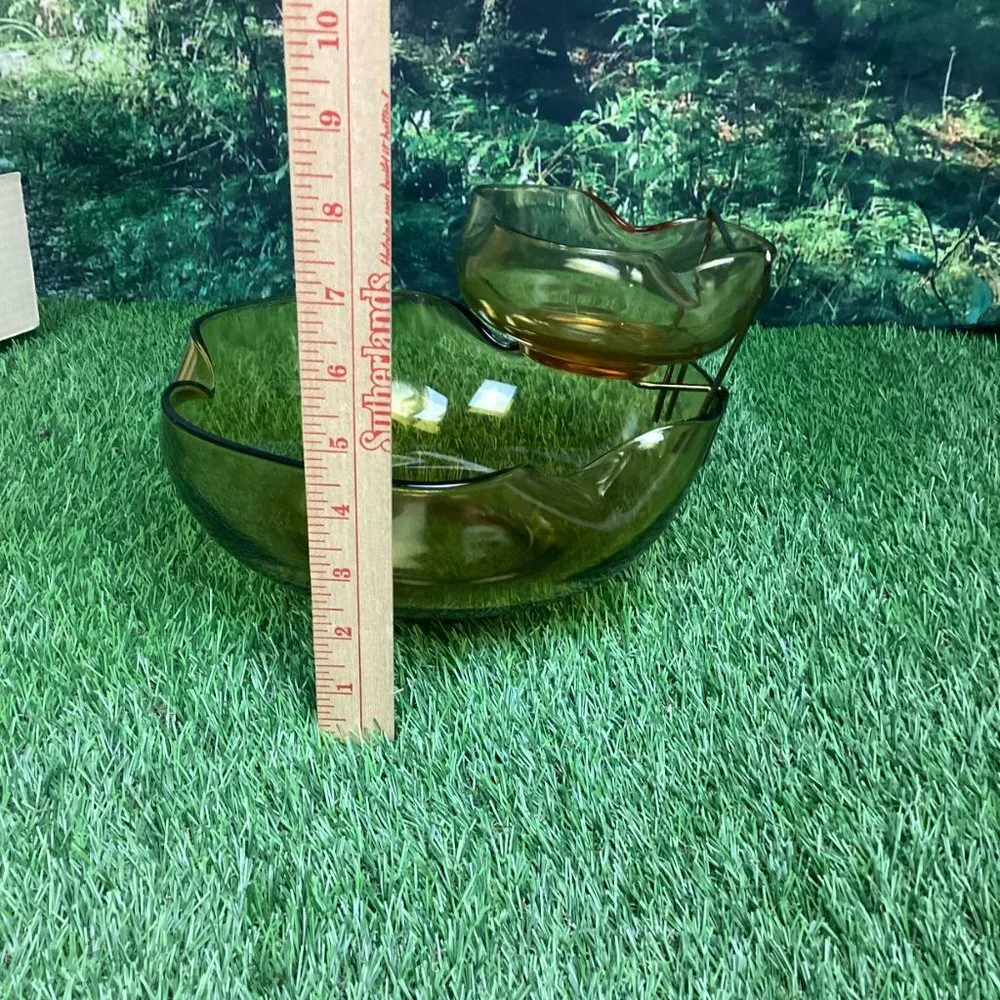 Vintage Anchor Hocking Chip & Dip Bowl Accent Modern Set Amber New